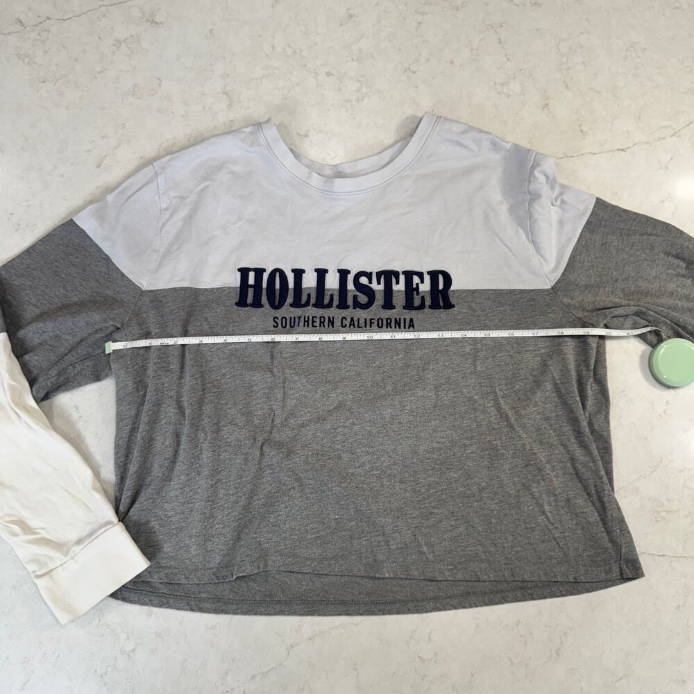 Hollister Colorblock Long Sleeve Tee Women’s Large Logo Y2K Inspired Streetwear - Picture 14 of 16